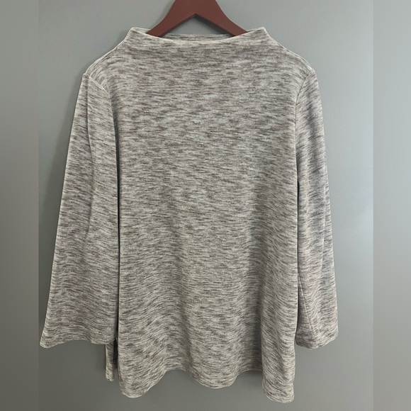 J. Jill Tunic Bell-Sleeve Boat Neck Velour Marled Brown Side Slit Pullover Large - Picture 2 of 10